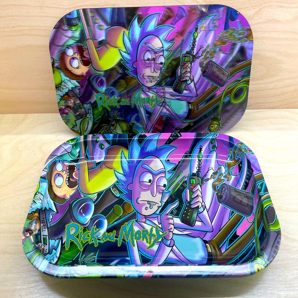 METAL TRAY WITH 3D MAGNETIC LID ( PURPLE RICK AND MORTY )